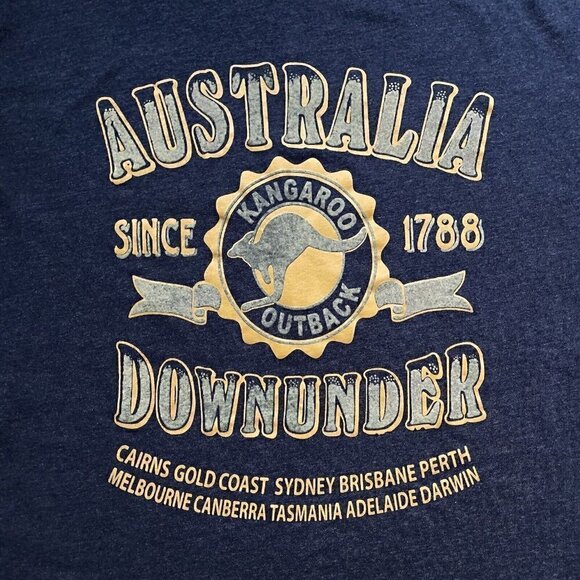 Australia Down Under Graphic Short Sleeve Heather Navy Unisex T Men’s L Women’s - Picture 3 of 5